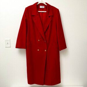 Pendleton Red Double-Breasted Wool Trench Coat